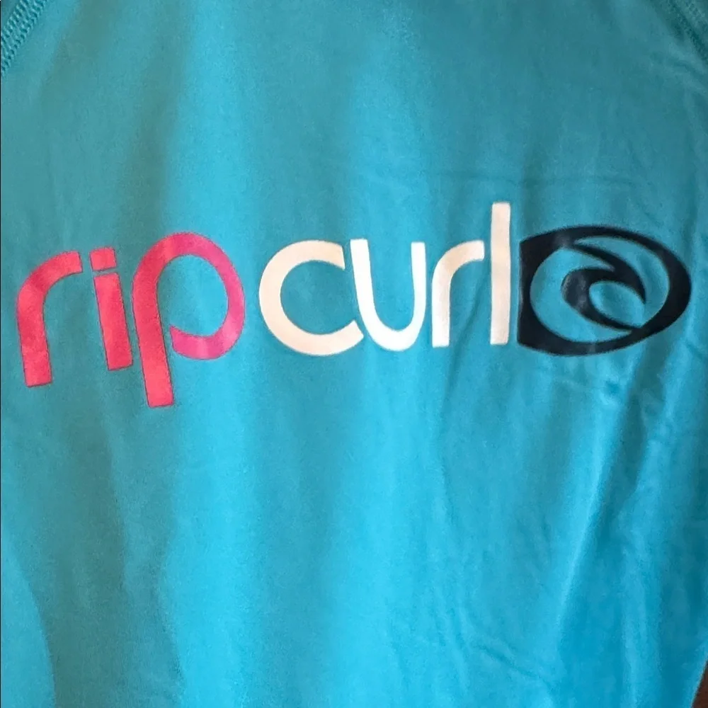 Rip Curl Aqua Long Sleeve Rash Guard Girls Youth Size 10 Sun Protection Shirt